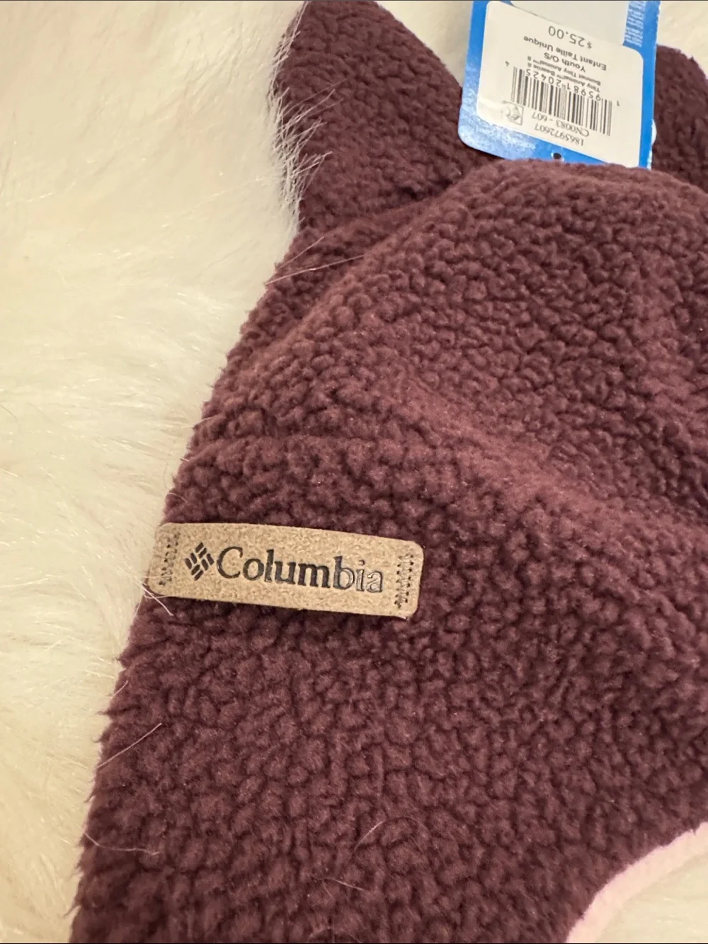 Columbia Kids Fleece Earflap Hat with Ears - Pink & Dark Brown. NWT